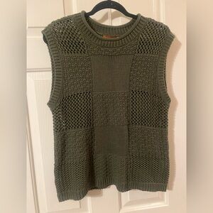 NWOT Belldini Cotton Sleeveless Patterned Olive Green Sweater Vest Size Large